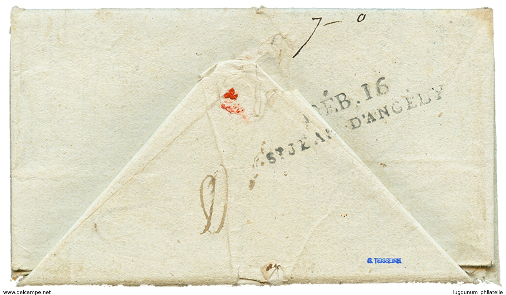 3 1810 DEB. 16 ST JEAN D'ANGELY + Recto N°22 (AR)M. D'ALLEMAGNE Bleu Sur Lettre Avec Texte. RARE. TB. - Autres & Non Classés