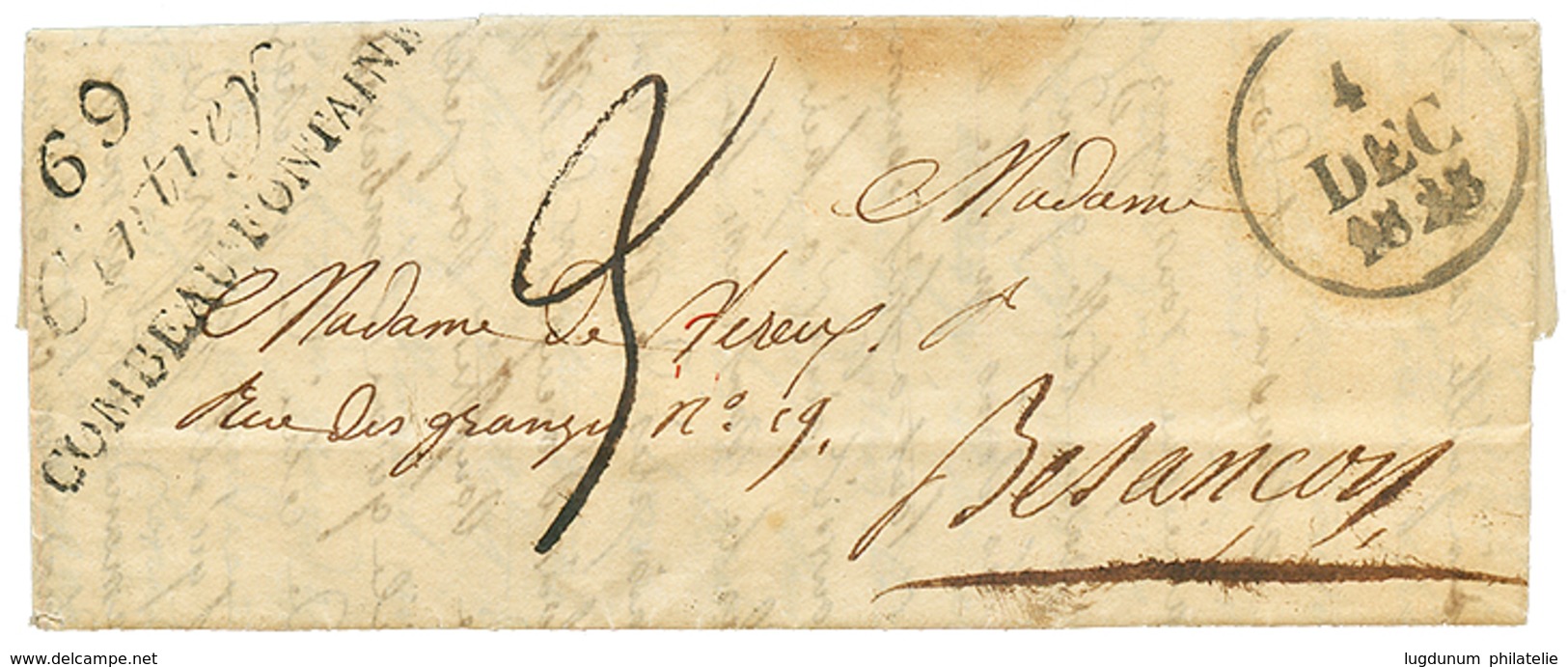 8 1825 Double Cursive 69 CINTREY/COMBEAU FONTAINE + Dateur A Sur Lettre Avec Texte. TB. - Altri & Non Classificati