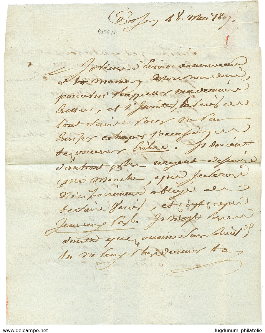 63 POLOGNE : 1807 N°40 GRANDE-ARMEE Rouge Sur Lettre Avec Texte Daté "POSEN" Pour STRASBOURG. TB. - Andere & Zonder Classificatie