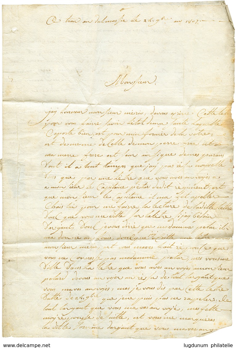 65 "TRAU ILLYRIE" : 1807 N°2 ARM. DE DALMATIE Rouge Sur Lettre Avec Texte Daté "TRAU" Pour La FRANCE. TB. - Andere & Zonder Classificatie