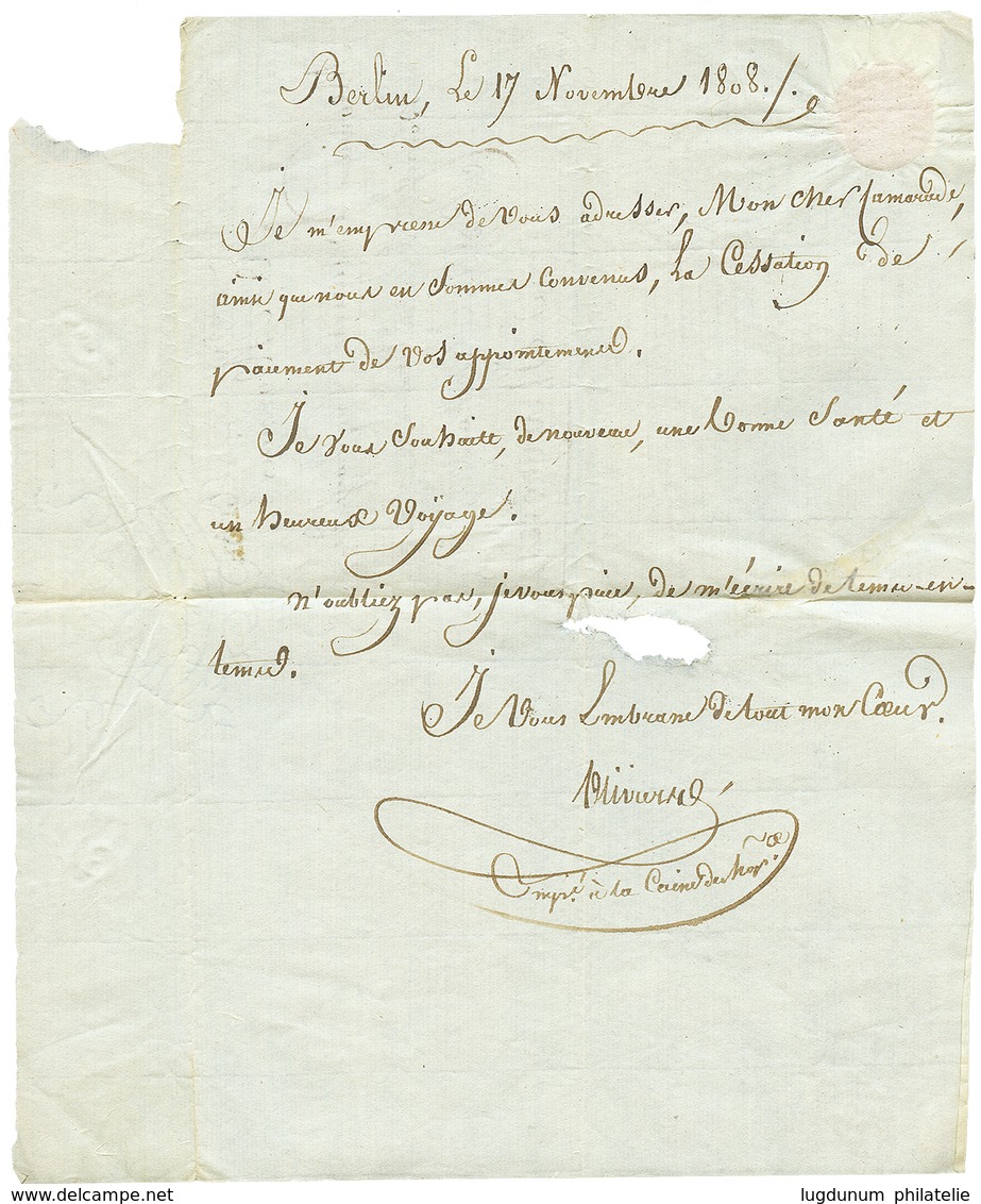 70 1808 N°9 GRANDE ARMEE Sur Lettre Avec Texte De BERLIN Pour La FRANCE. TB. - Sonstige & Ohne Zuordnung