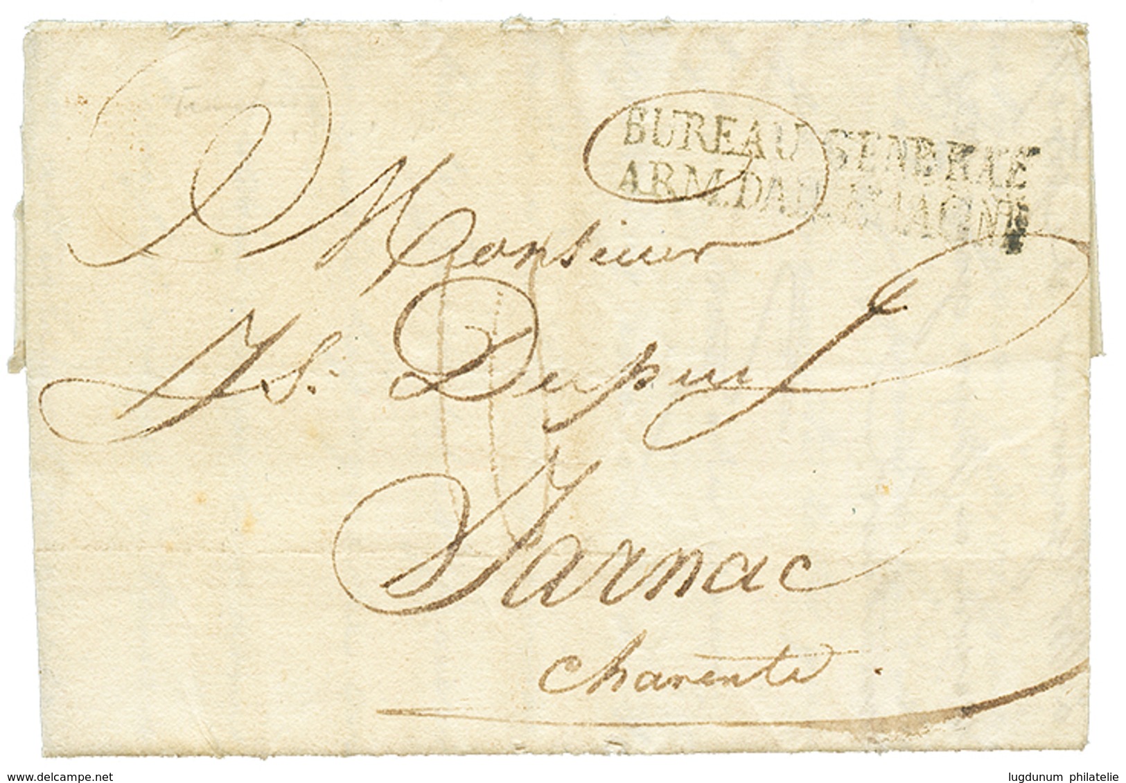 74 1810 BUREAU GENERALE ARM. D' ALLEMAGNE Sur Lettre Avec Texte De FRANCFORT Pour La FRANCE. B/TB. - Andere & Zonder Classificatie