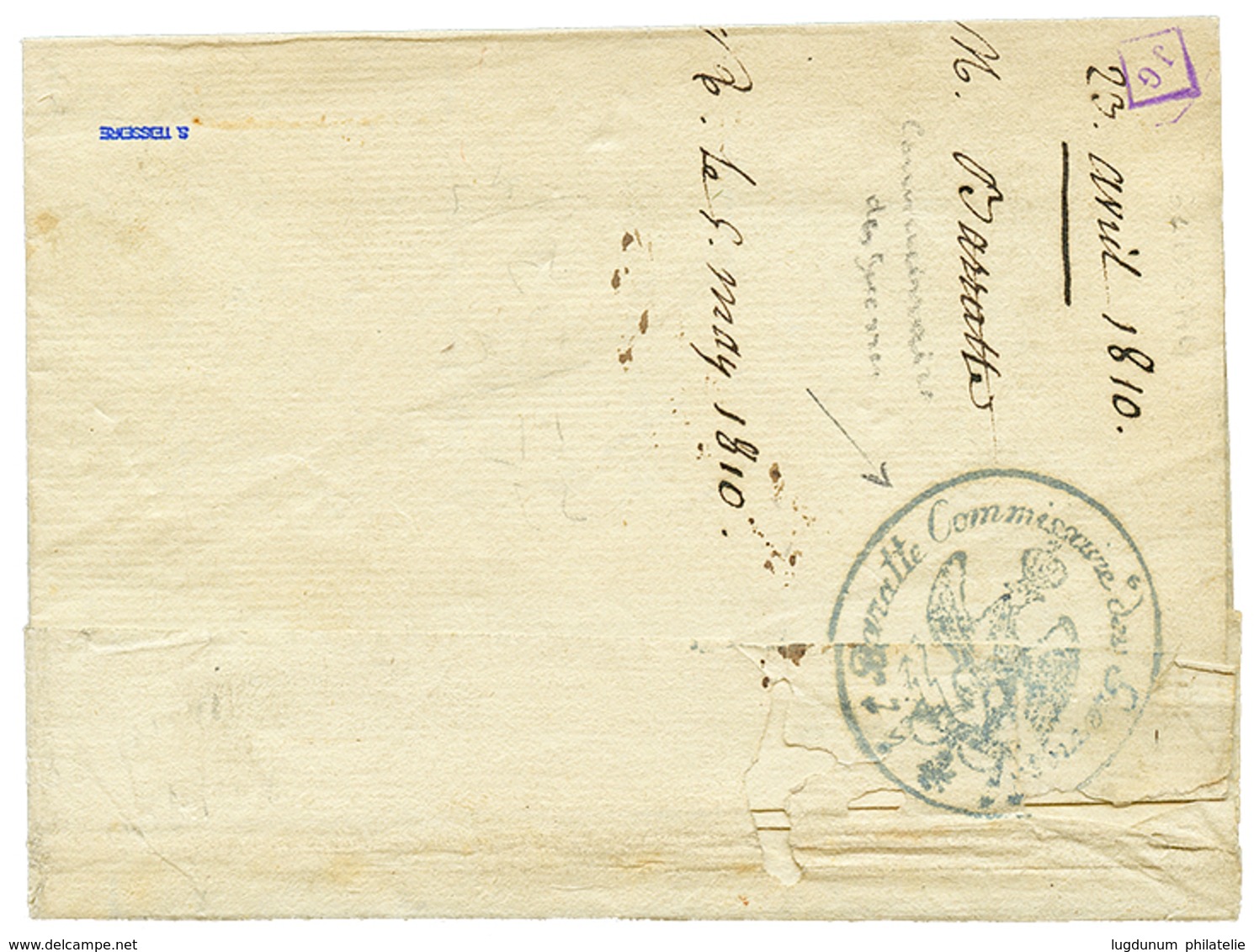 75 1810 N° 16 ARM. D' ALLEMAGNE Rouge Sur Lettre Avec Texte De GLOGAU Pour La FRANCE. Verso, Cachet Rare BARATTE COMMISS - Other & Unclassified