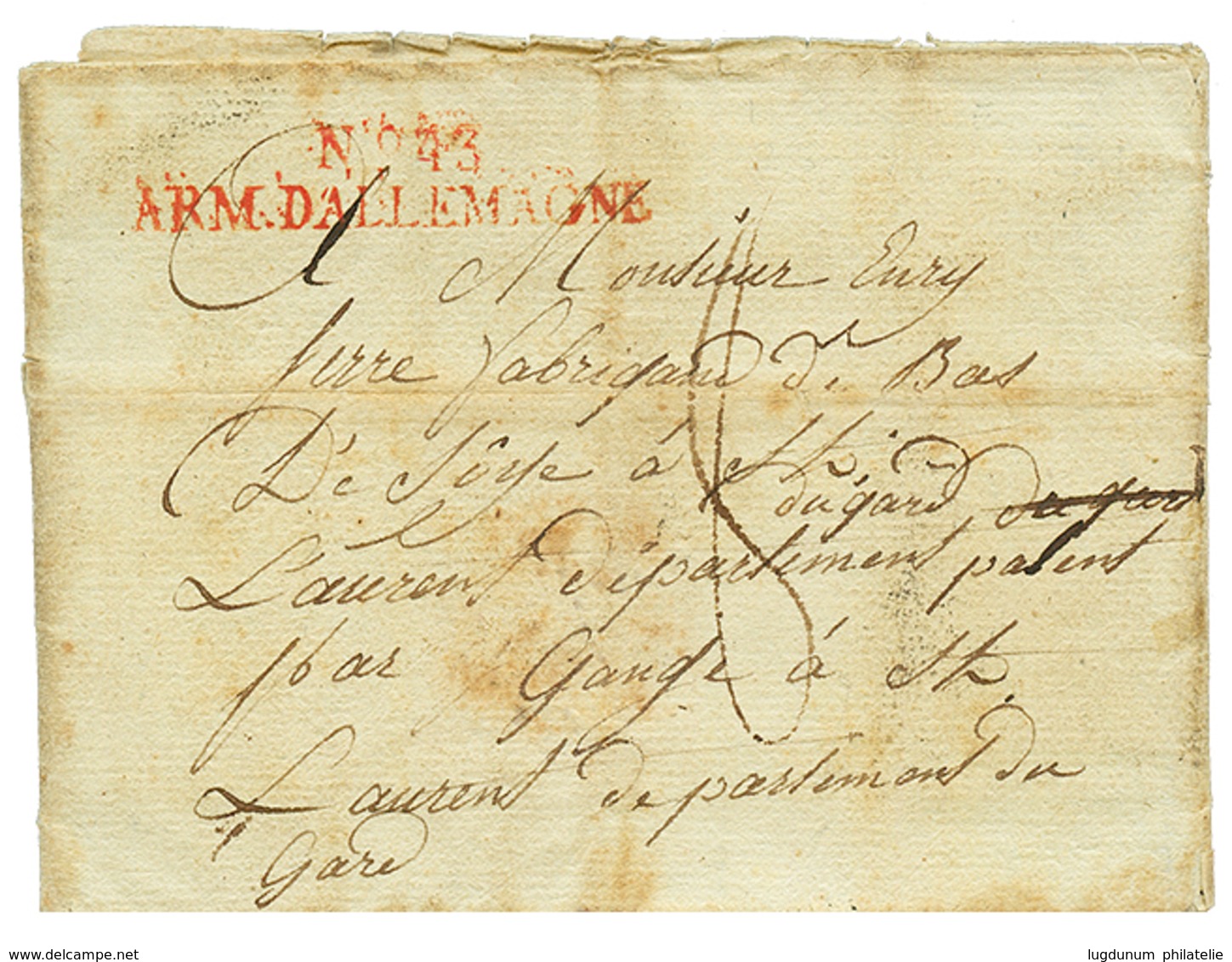 76 1811 N°43 ARM. D' ALLEMAGNE Sur Lettre Avec Texte D' HANNOVRE Pour La FRANCE. TB. - Altri & Non Classificati