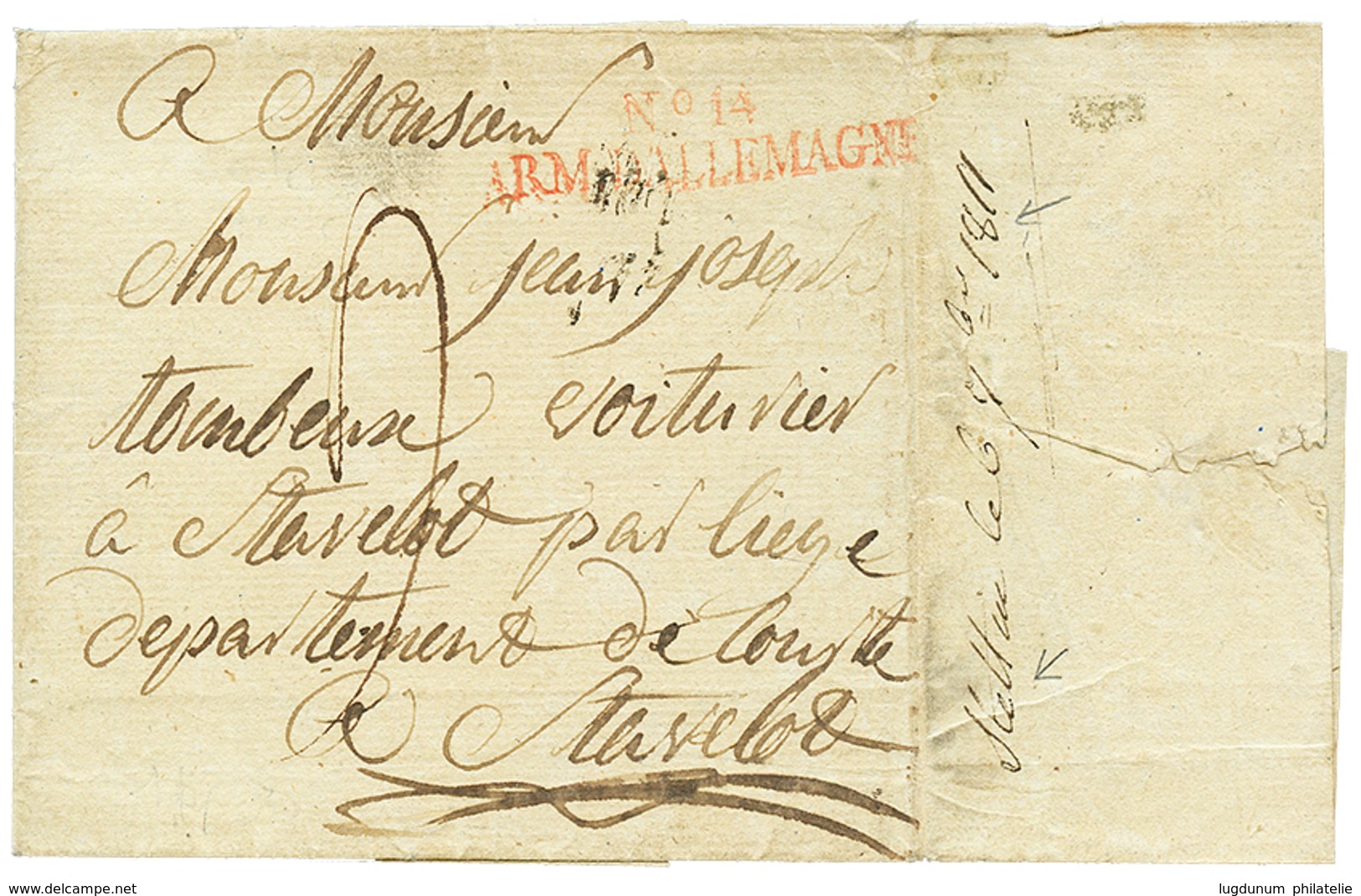 77 1811 N°14 ARM. D' ALLEMAGNE Rouge Sur Lettre De STETTIN Pour La FRANCE. TB. - Other & Unclassified