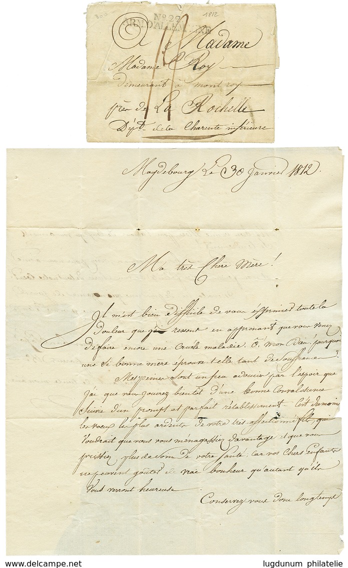 78 3 Lettres : N°22 ARM. D'ALLEMAGNE Bleu(1810MAGDEBURG), N°22 ARM. D'ALLEMAGNE Noir(1812 MAGDEBURG), N°27 ARM. D' ALLEM - Autres & Non Classés