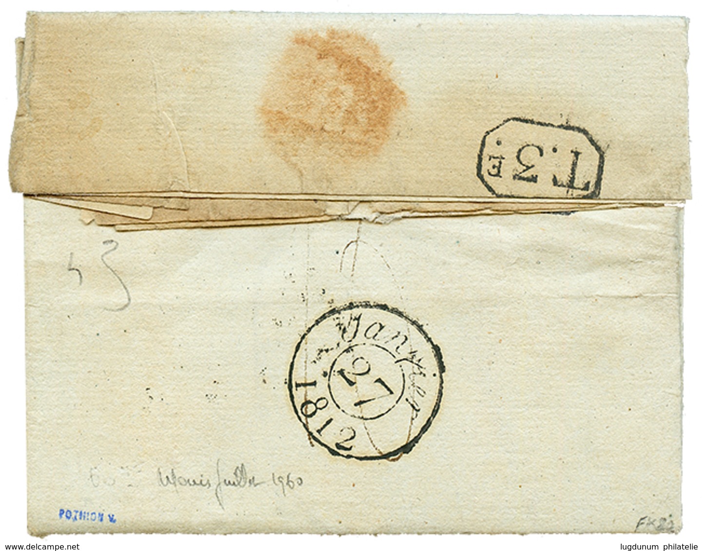 81 1812 P.P Bau SEDENTAIRE ARM. D'ALLEMAGNE Sur Lettre Avec Texte De MINDEN Pour PARIS. Trés Rare. Superbe. - Autres & Non Classés