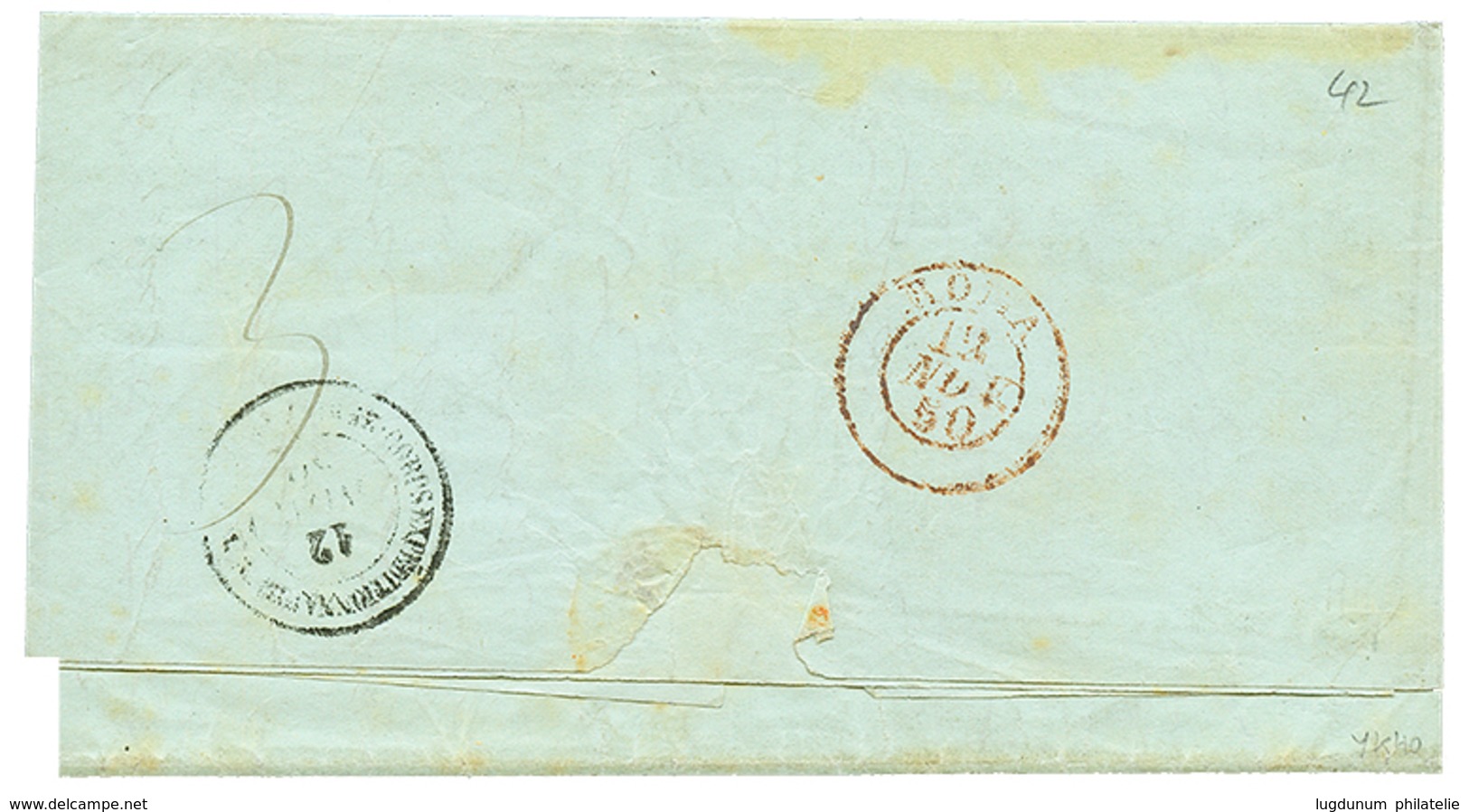 83 1850 CORPS EXPEDITIONNAIRE D' ITALIE 2e DIVISION + Taxe 1 + CORNETO/AFFRANCATA Sur Lettre Pour ROMA. Association Exce - Other & Unclassified