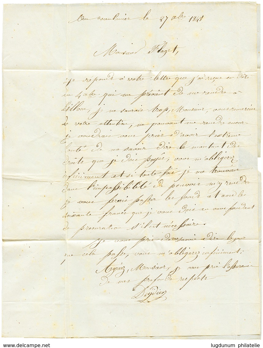 101 "3 JANVIER 49" : 1849 20c Noir(n°3) TB Margé Obl. T.15 SALERS Sur Lettre Avec Texte Daté "Au VAULNIER 27 Dec 1848" P - 1849-1850 Cérès