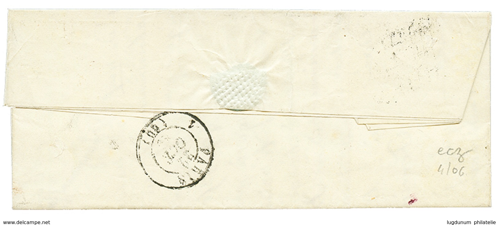 104 JURA : 1849 20c(n°3) TB Margé Obl. Grille + Cursive 38 FONCINE/LE-HAUT + T.15 ST LAURENT-DU-JURA Sur Lettre Pour PAR - 1849-1850 Ceres