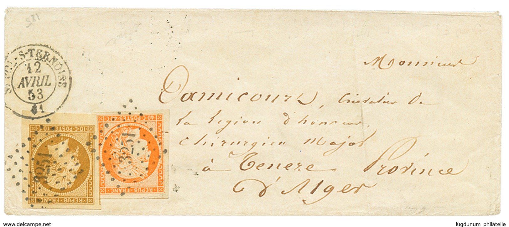 110 1853 40c CERES 4 Trés Grande Marges + 10c PRESIDENCE(n°9) Marges Exceptionnelles (coin De Feuille + 1 Voisin) Obl. 3 - 1849-1850 Cérès