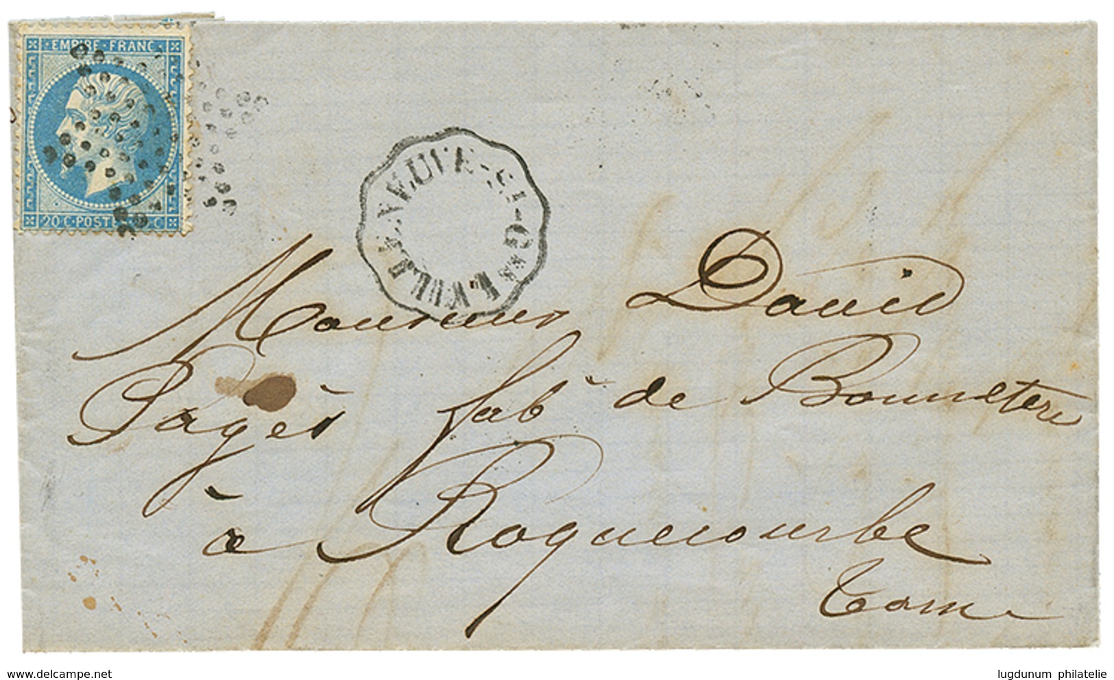 163 POSTE FERROVIAIRE - Cachet D' ESSAI : 1867 20c(n°22) Obl. Etoile + Cachet D' Essai VILLENEUVE St G. 1 Sur Lettre Pou - 1862 Napoleone III