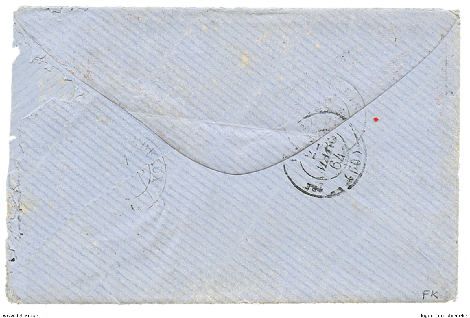 169 "Double Port Pour LAGOS" : 1864 Paire 80c Def. Obl. GC 2429 + T.15 MONTAUBAN Sur Enveloppe(pd) Avec Texte Complet (8 - 1862 Napoléon III.