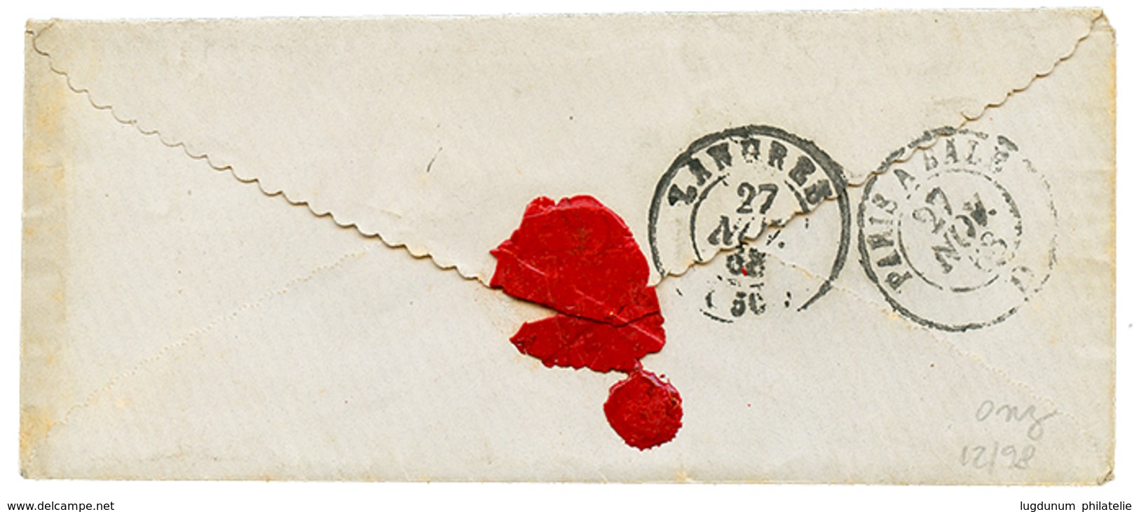 177 1868 20c(n°29) Obl. GC 1906 + T.15 JUZENNECOURT Sur Enveloppe VALENTINE . Superbe. - 1862 Napoleon III