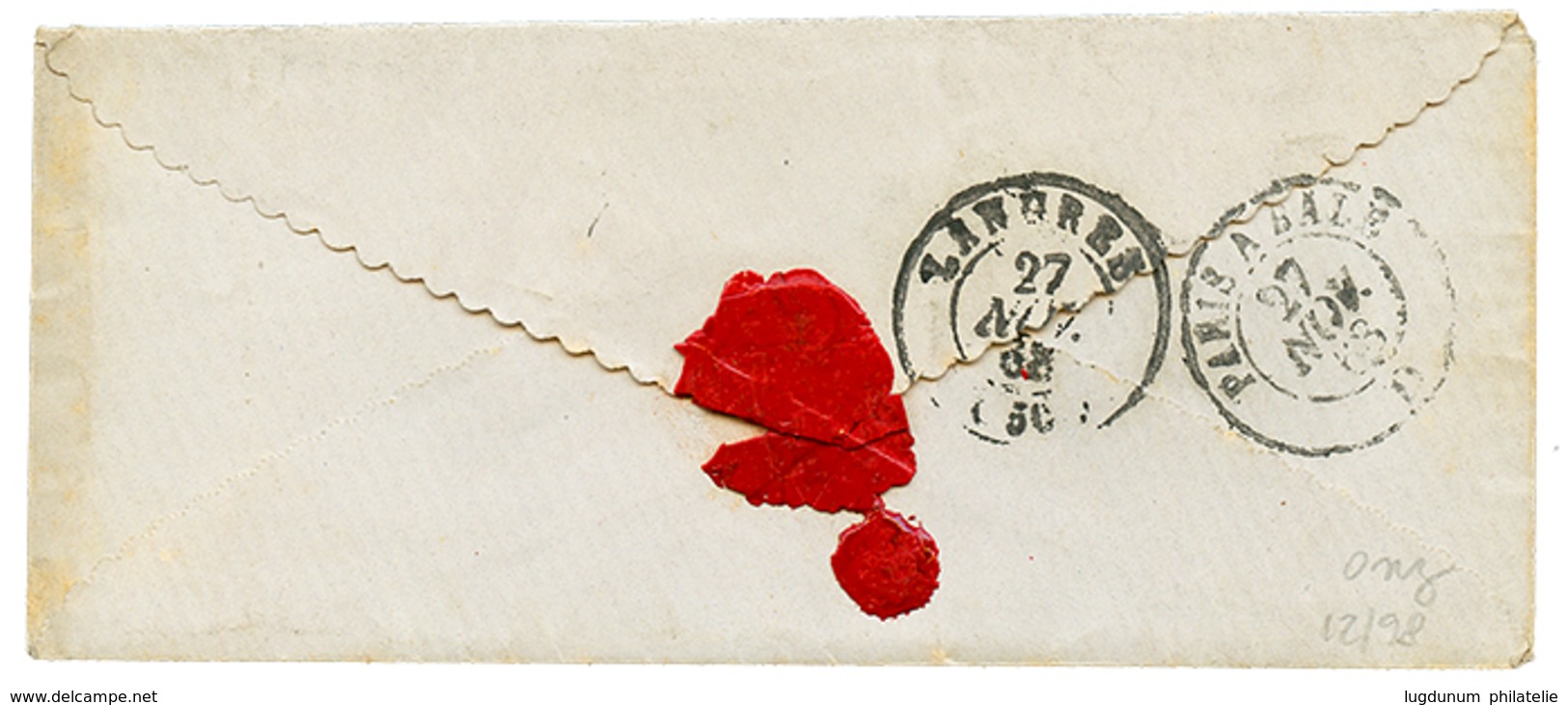 177 1868 20c(n°29) Obl. GC 1906 + T.15 JUZENNECOURT Sur Enveloppe VALENTINE . Superbe. - 1862 Napoleone III