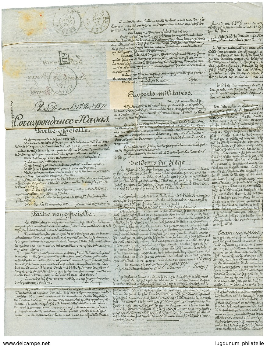 189 10c(n°36) + 20c(n°37) Obl. Etoile + PARIS 13 Nov 70 Sur AGENCE HAVAS (édition Française) Pour BRUGES (BELGIQUE). Ver - Autres & Non Classés