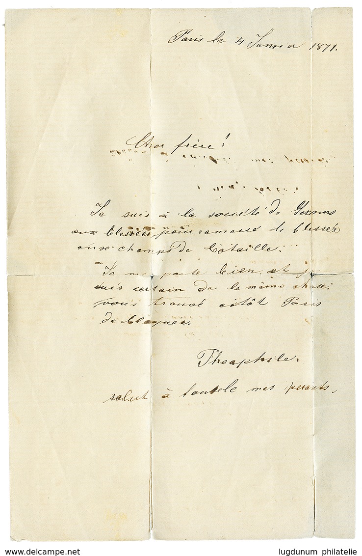 194 BALLON MONTE Pour L' AUTRICHE : 1871 Paire 30c(n°31) Obl. Etoile 8 + PARIS 5 JANV 71 Sur Lettre Avec Texte(petits Dé - Altri & Non Classificati