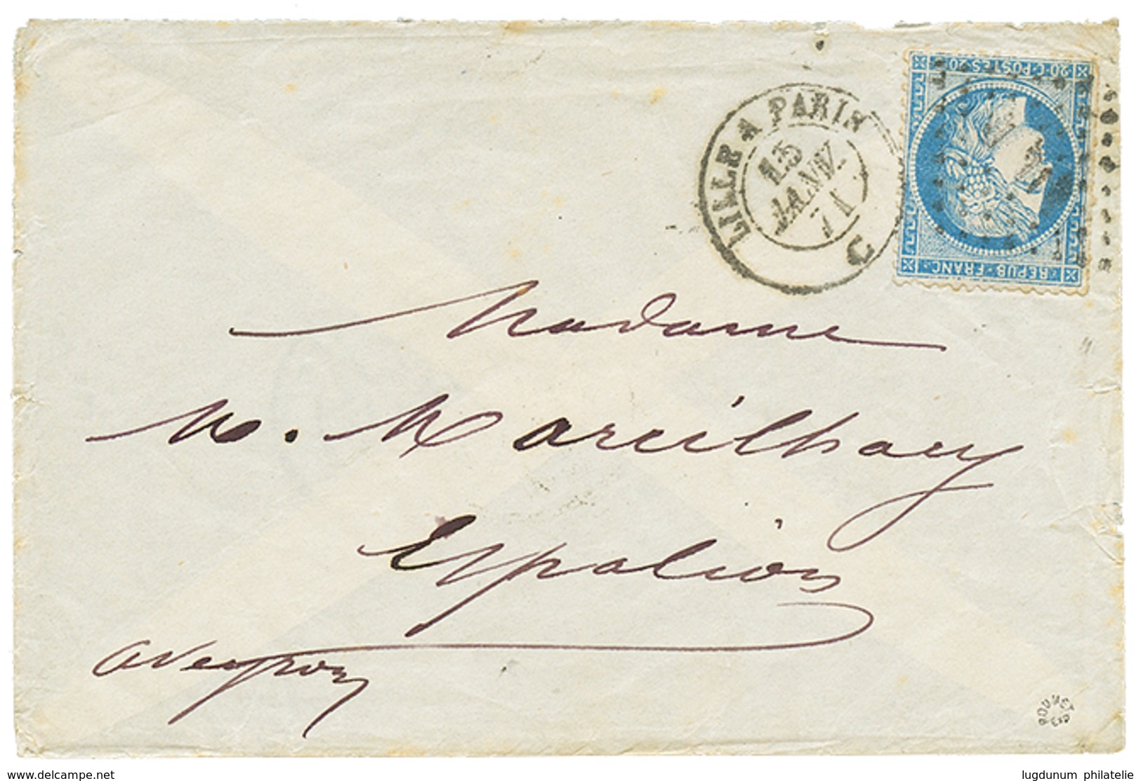 195 PLI CONFIE - "LE VAUCANSON" : 20c(n°37) + LILLE A PARIS 15 Janv. 71 Sur Enveloppe Avec GAZETTE DES ABSENTS N°27avec  - Sonstige & Ohne Zuordnung