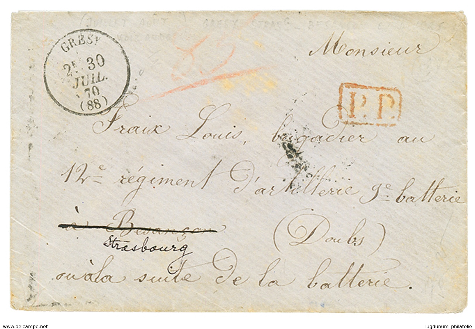 199 SAVOIE - MANQUE DE TIMBRE : 1870 T.16 GRESY + P.P Sur Enveloppe. TTB. - Other & Unclassified