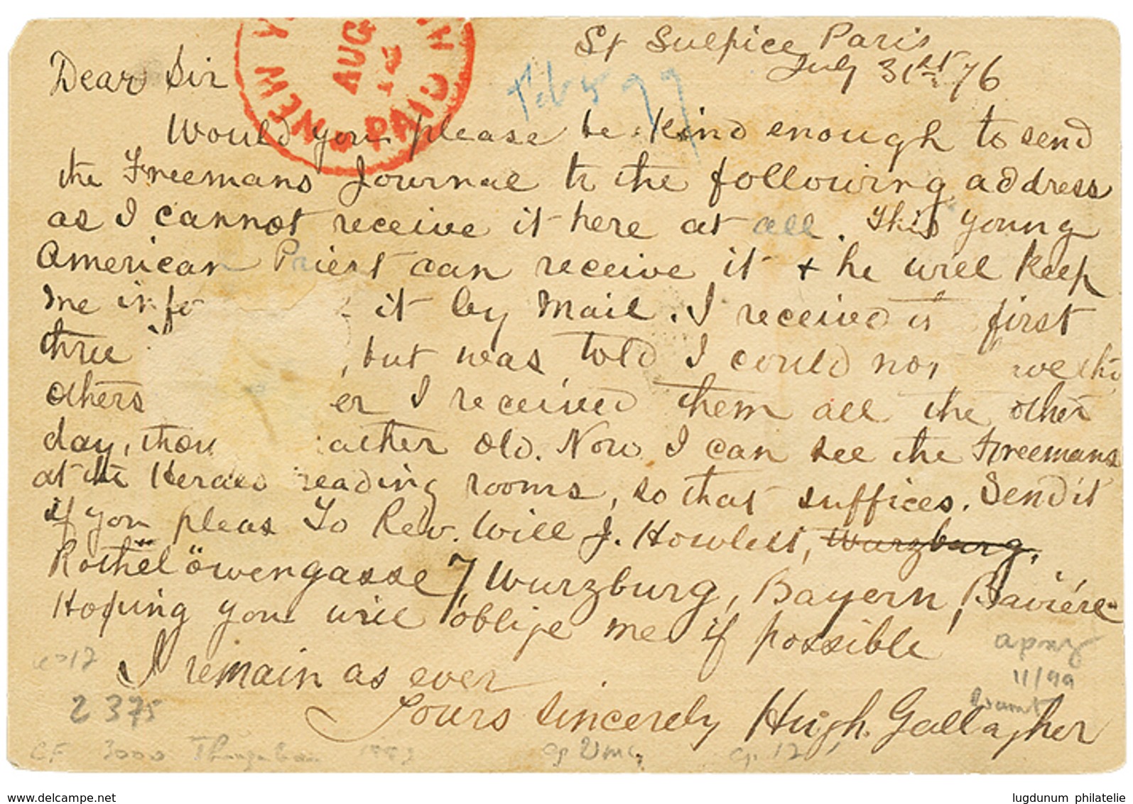 219 "Tarif VOIE De MER à 20c" : 1876 CERES 5c + 15c Obl. ISSY-S-SEINE Sur CARTE PRECURSEUR Pour NEW-YORK(ETATS-UNIS). Tr - 1871-1875 Ceres