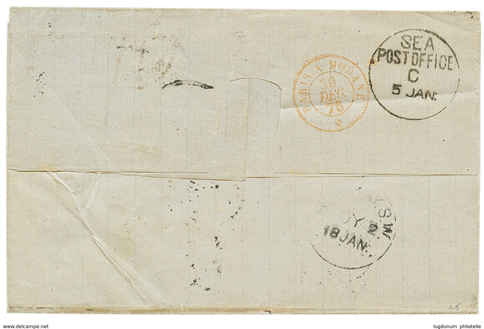 220 "40c Pour Les INDES" : 1876 40c SIEGE(n°38) Obl. PARIS Sur Lettre Pour BOMBAY(INDES). Rare. TB. - 1871-1875 Cérès