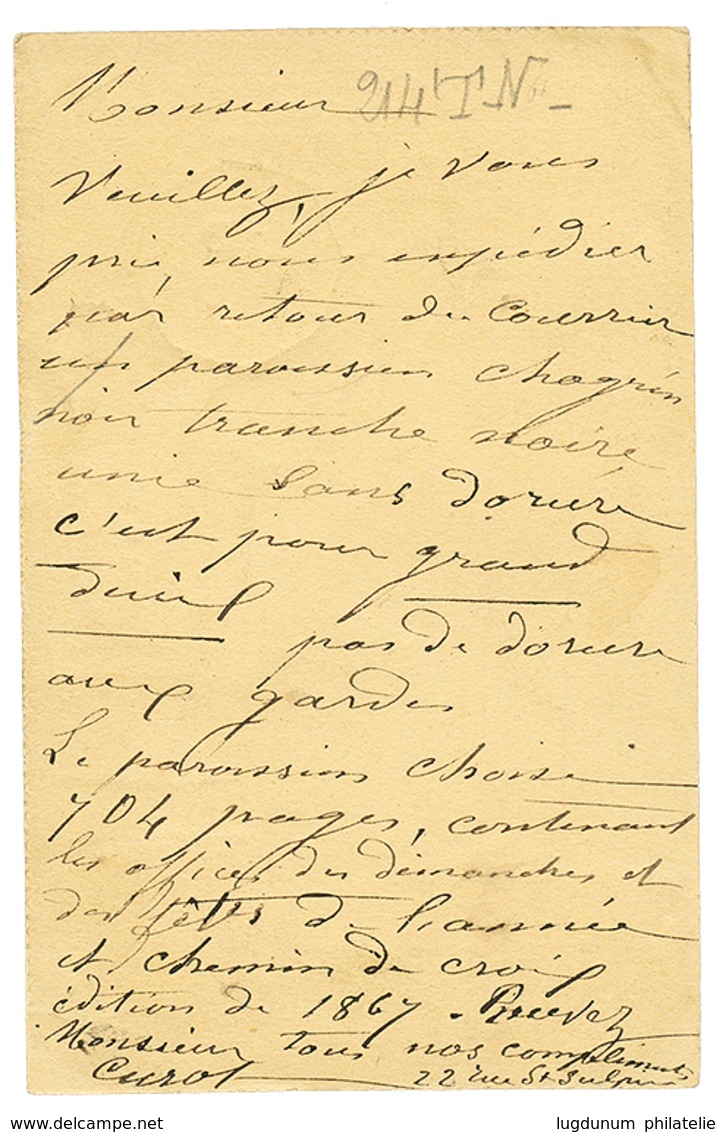 222 1876 CERES 5c + 10c(x3) Un Ex. Pd Obl. Etoile 15 + LEVEE EXCEPTIONNELLE PARIS/E1 Sur CARTE PRECURSEUR Pour DIJON. RA - 1871-1875 Cérès