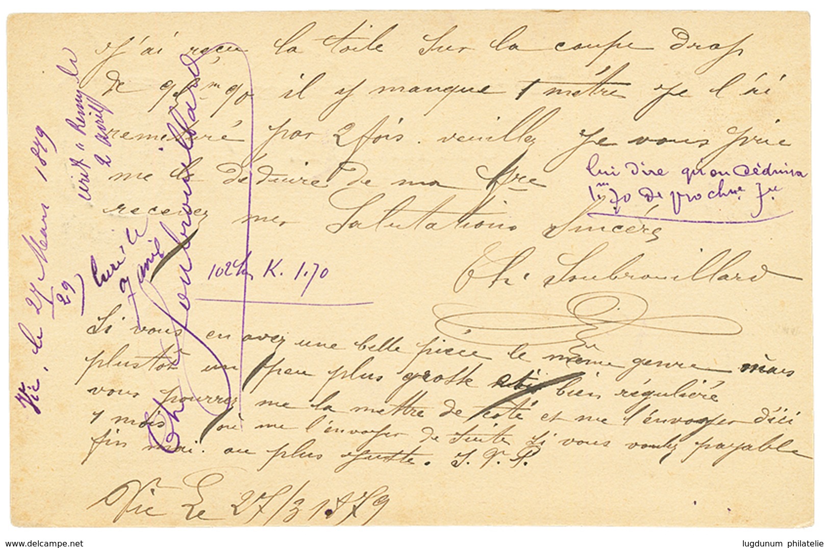 257 ALSACE-LORRAINE : 1879 ALLEMAGNE Entier 5pf + 5pf(x2) Obl. VIC AN DER SEILLE Pour GERARDMER. TTB. - Sonstige & Ohne Zuordnung