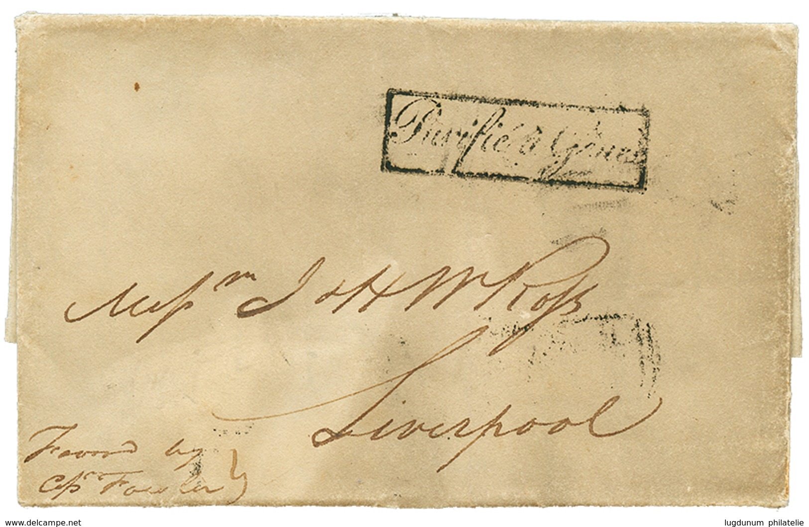 259 1813 PURIFIE A GENES Sur Lettre Avec Texte De SMYRNE Pour L'ANGLETERRE. RARE. TTB. - Oblitérés