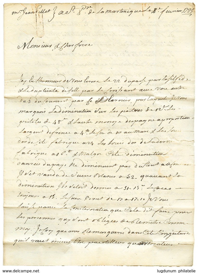 261 1725 DE LA ROCHELLE Sur Lettre Avec Texte Daté "MARTINIQUE" Pour BORDEAUX. TTB. - Usati