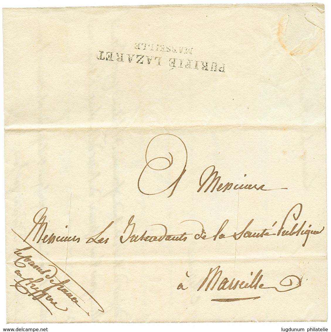 266 1835 PURIFIE LAZARET MARSEILLE Au Verso D'une Lettre Avec Texte Du CONSUL De FRANCE à LARNACA Pour La FRANCE. Superb - Used Stamps