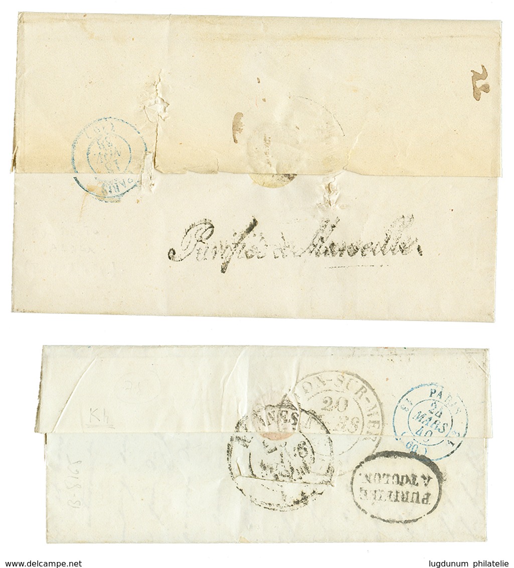 268 1838 Cachet PURIFIE A MARSEILLE Lettre D' ALGER Et 1840 PURIFIE A TOULON Lettre D' ALGER. TTB. - Used Stamps