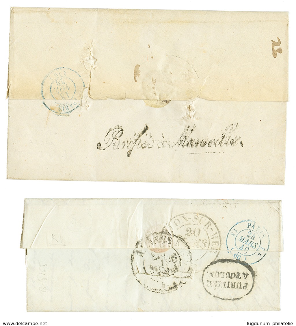 268 1838 Cachet PURIFIE A MARSEILLE Lettre D' ALGER Et 1840 PURIFIE A TOULON Lettre D' ALGER. TTB. - Gebraucht