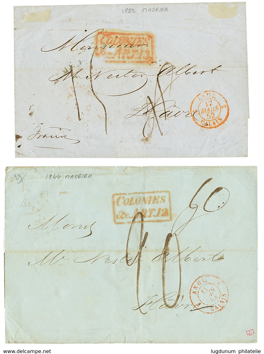 270 1844/52 COLONIES/ART 12 Et COLONIES/ART13 Sur 2 Lettres De MADEIRA Pour La FRANCE. Pas Courant. TTB. - Oblitérés