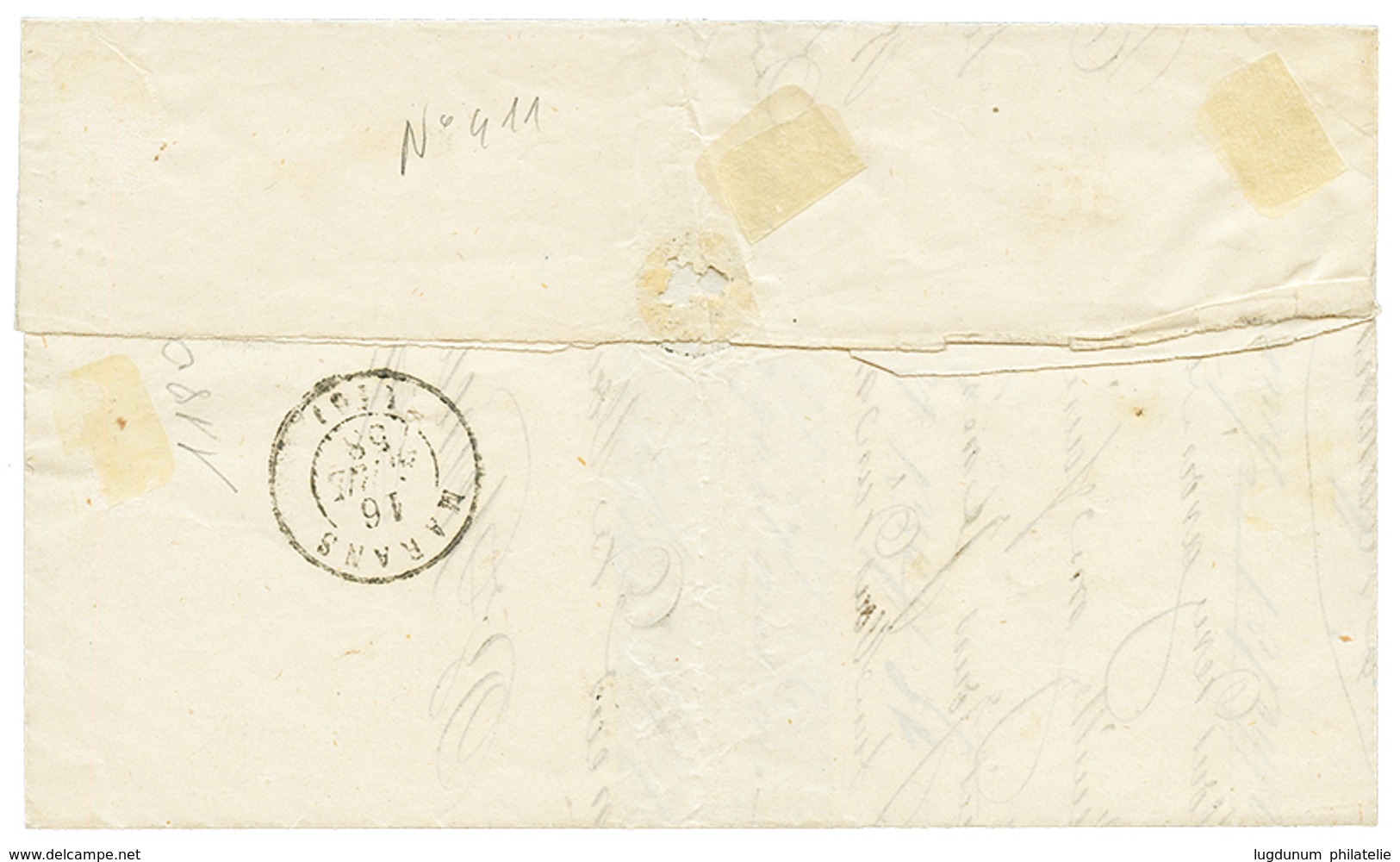 276 1858 20c(n°14) Obl. PC 2706 + ST MARTIN-DE-RE BAT A VAP. Sur Lettre De ST MARTIN Pour MARANS. TB. - Used Stamps