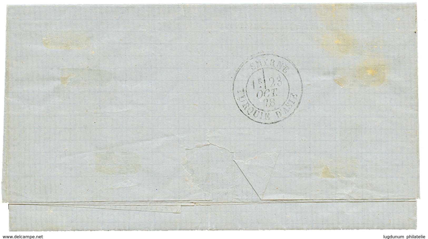 318 "MERSINA" : 1878 25c Sage Bleu Obl. MERSINA TURQUIE D'ASIE Sur Lettre Pour SMYRNE. TB. - Sonstige & Ohne Zuordnung