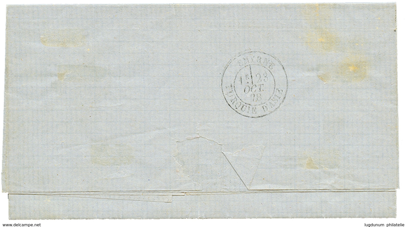 318 "MERSINA" : 1878 25c Sage Bleu Obl. MERSINA TURQUIE D'ASIE Sur Lettre Pour SMYRNE. TB. - Altri & Non Classificati