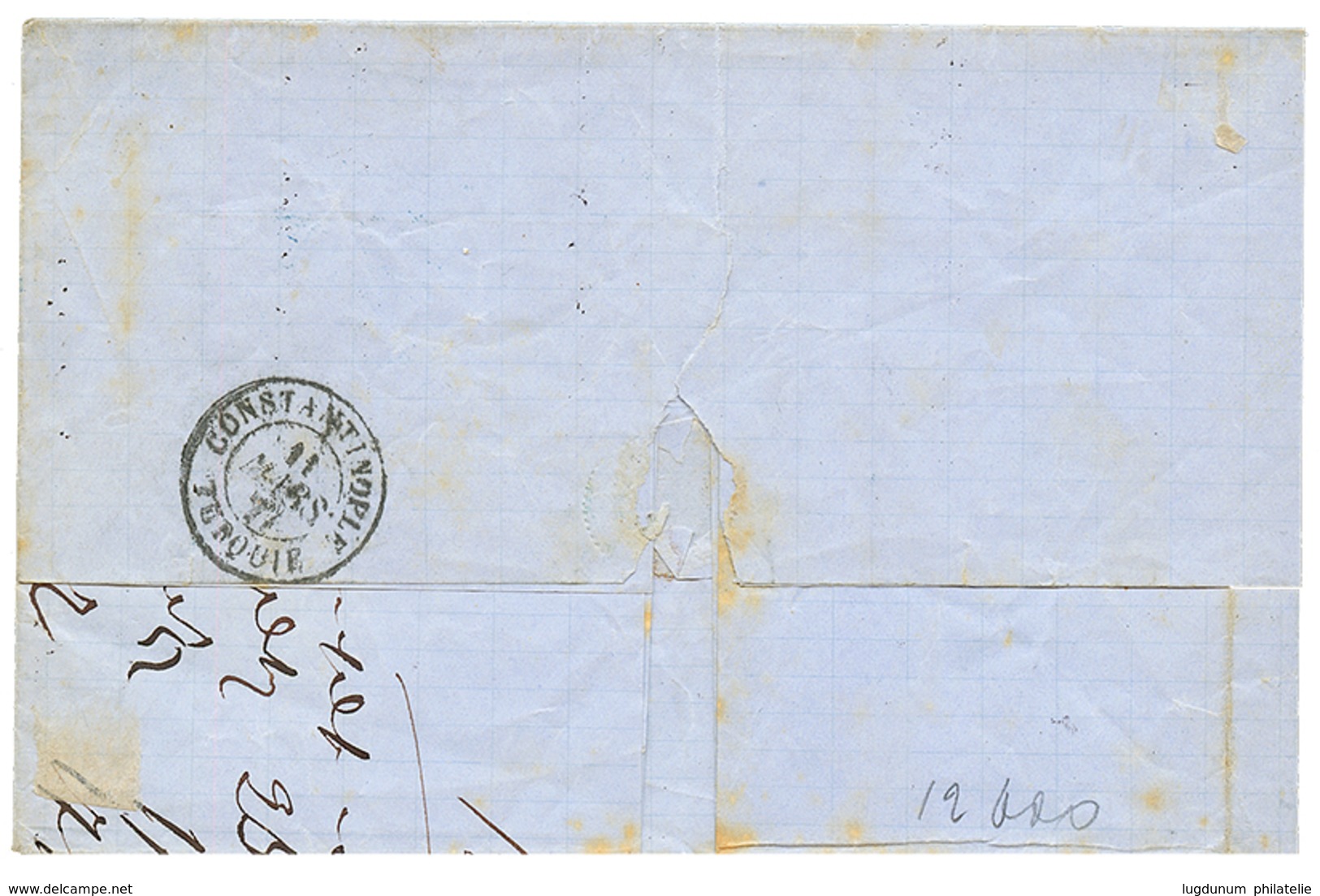 327 1871 CERES 10c + 25c(x2) Obl. SALONIQUE TURQUIE D'EUROPE Bleu Sur Lettre Pour CONSTANTINOPLE. TB. - Sonstige & Ohne Zuordnung