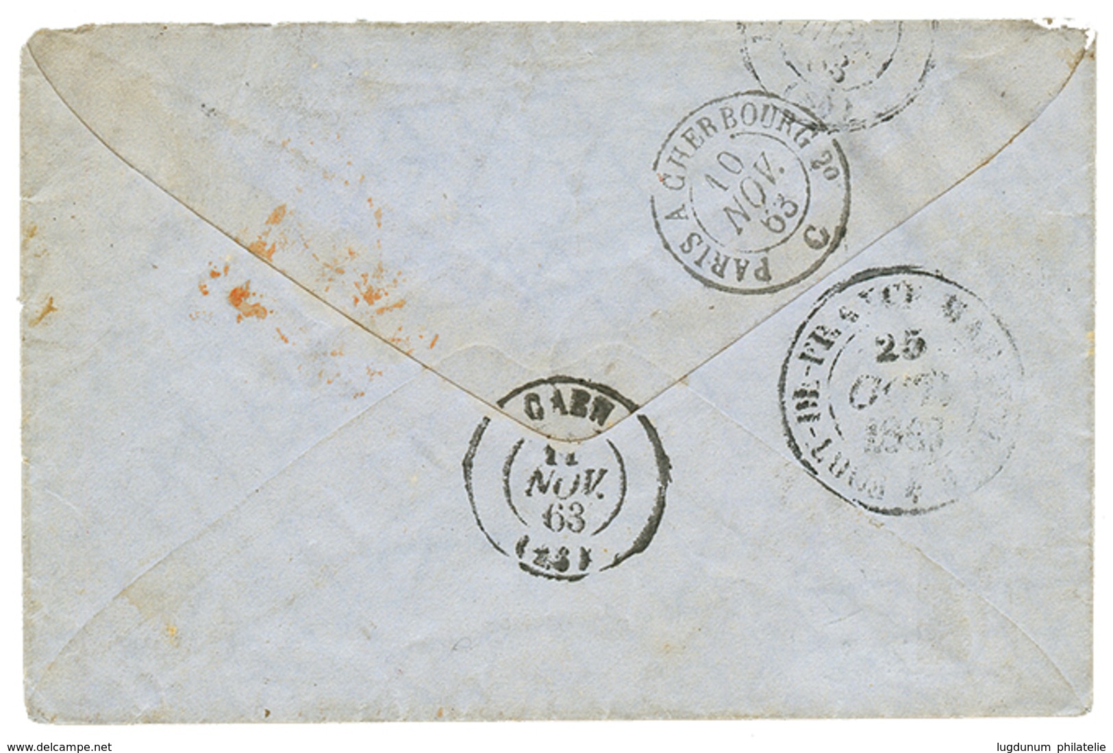 446 1863 AIGLE 10c + 40c + Grand Cachet ST PIERRE MARTINIQUE Sur Enveloppe Pour La FRANCE. Superbe. - Autres & Non Classés