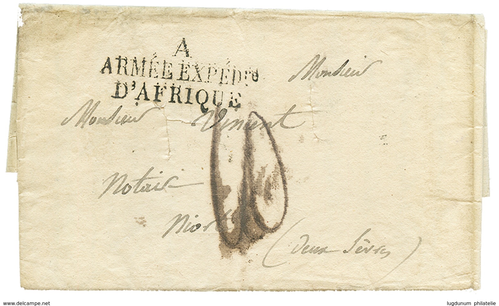 477 1831 A ARMEE EXPEDre D'AFRIQUE + Taxe 10 Sur Lettre Avec Texte D' ALGER Pour La FRANCE. TTB. - Altri & Non Classificati