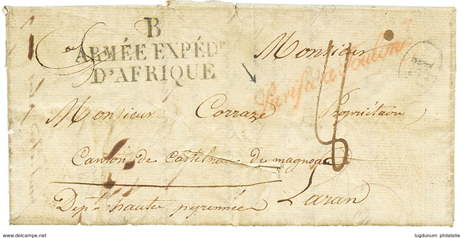 478 1833 B ARMEE EXPEDre D'AFRIQUE + Cachet Rouge PURIFIE A TOULON Sur Lettre Avec Texte De BONE. TTB. - Sonstige & Ohne Zuordnung