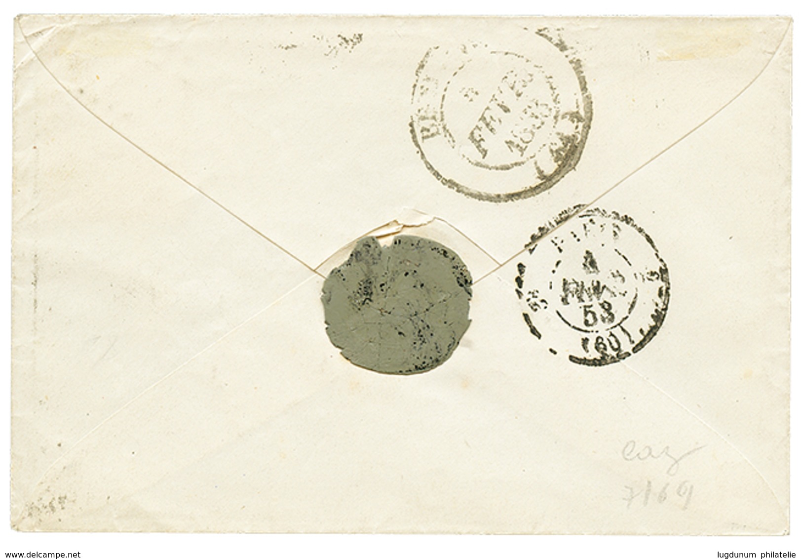 483 1853 25c CERES(n°4) Obl. PC 1896 + Cachet ALGER MARSEILLE Sur Enveloppe Pour La FRANCE. RARE. TTB. - Other & Unclassified