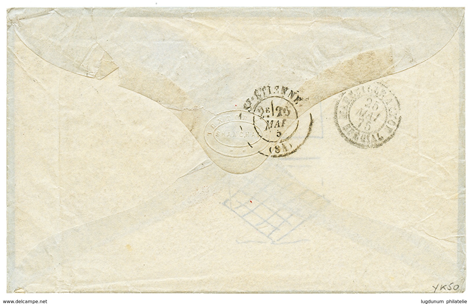 499 "SHANGHAI - Affrt à 2F" : 1875 40c(n°38) + 80c CERES(x2) Obl. GC 5104 + SHANG-HAI CHINE Sur Env. Pour La FRANCE. Dou - Sonstige & Ohne Zuordnung