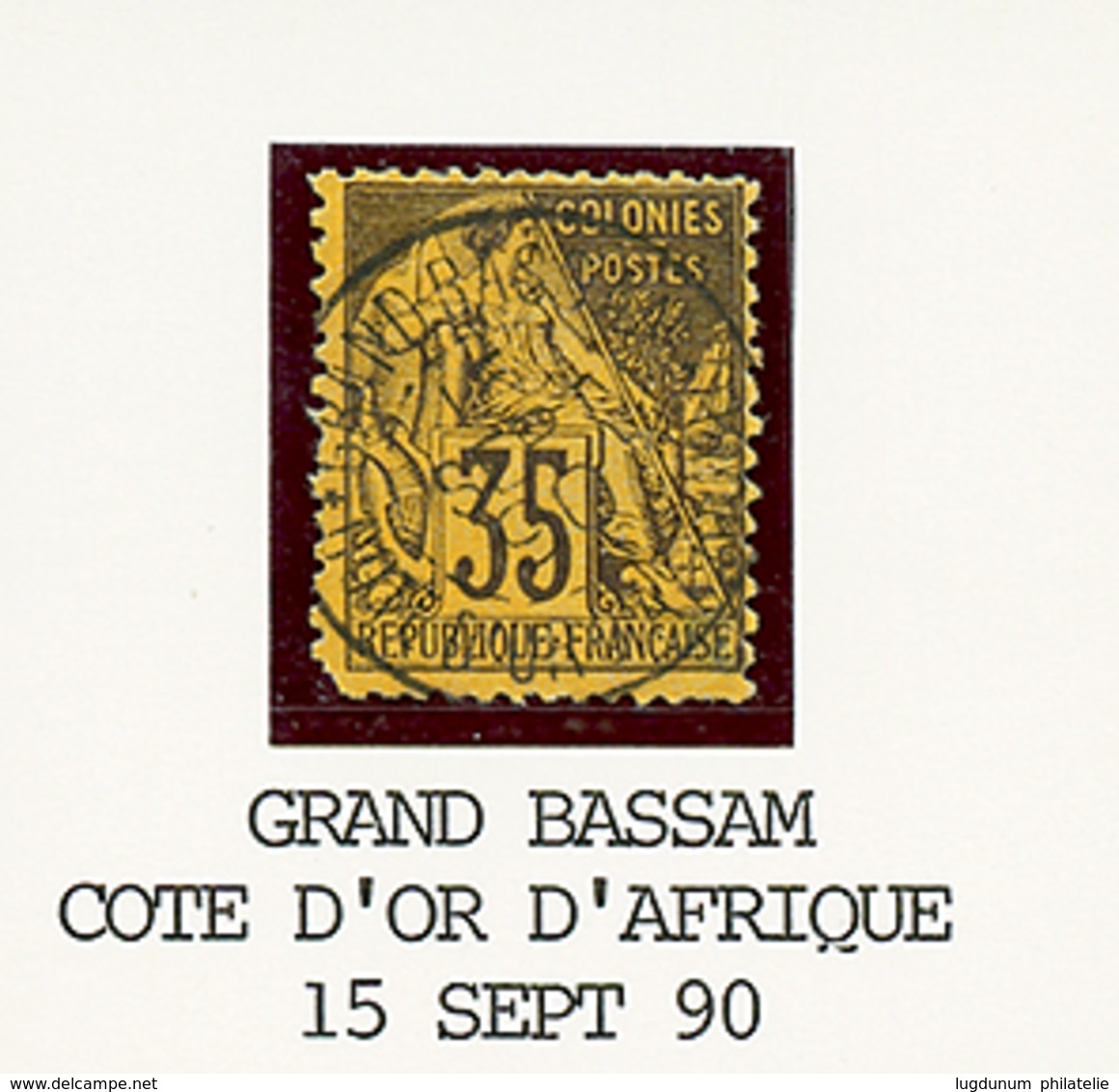 515 PRECURSEUR : 1890 COLONIES GENERALES 35c(pd) Obl. GRAND BASSAM COTE D'OR D'AFRIQUE. RARETE. TB. - Sonstige & Ohne Zuordnung