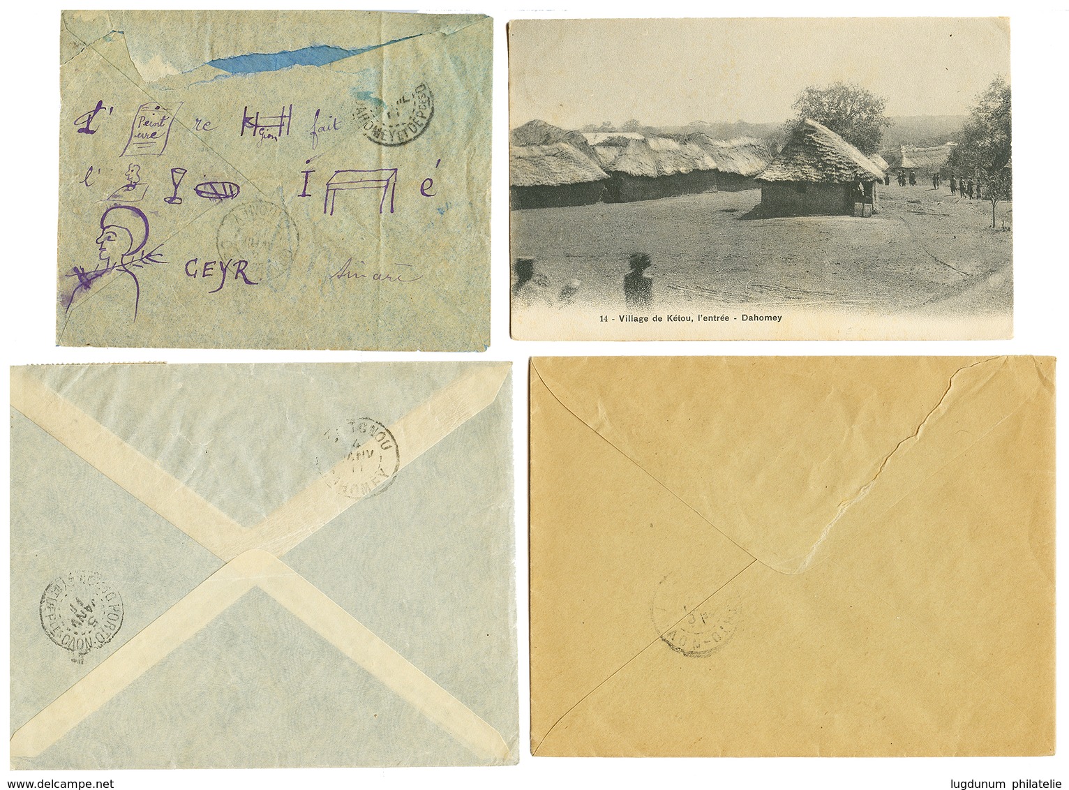 532 1907/15 Lot 4 Lettres (AGOUE Sur 1cx2+ 4cx2, NIKKI, PARAKOU, ZAGNANADO Sur Entier FAIDHERBES. TB. - Other & Unclassified