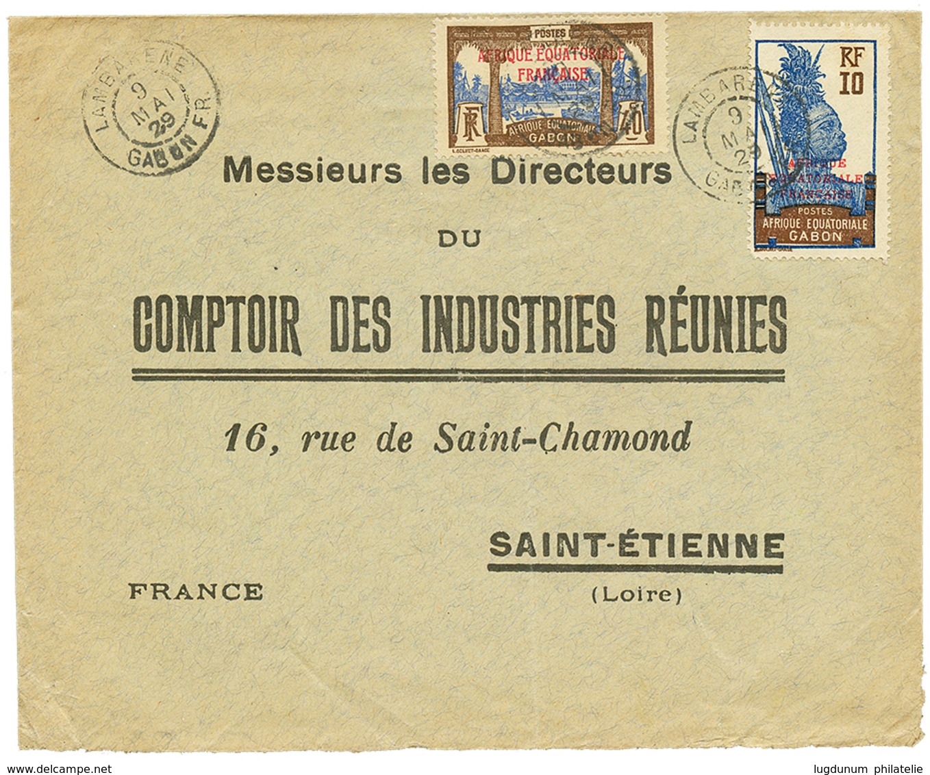 535 1929 10c + 40c Obl. Cachet Rare(utilisation Tardive) LANBARENE GABON FR. Sur Env. Pour La FRANCE. TB. - Altri & Non Classificati