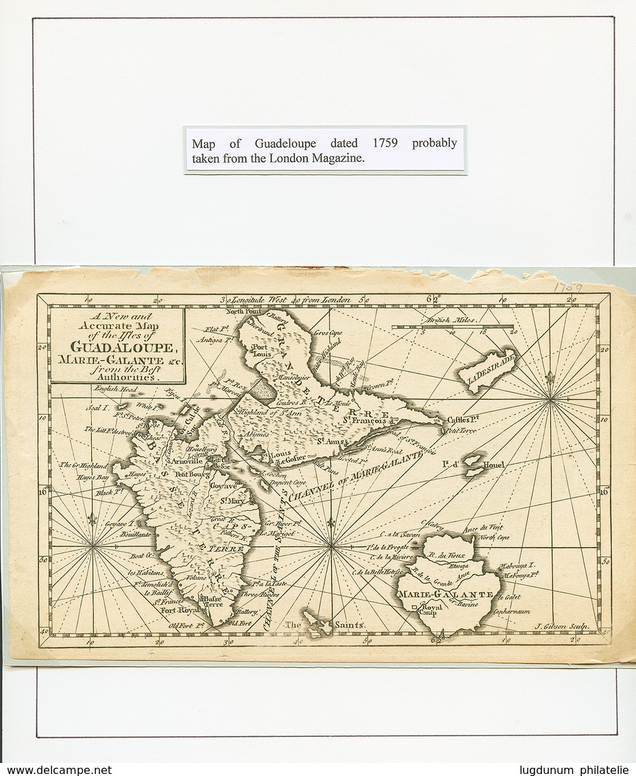 537 4 Cartes Anciennes De LA GUADELOUPE + 1 Gravure. TTB. - Sonstige & Ohne Zuordnung