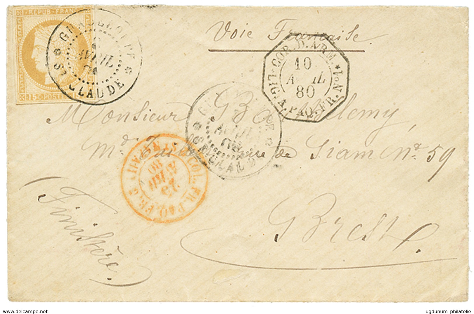 558 1880 CG 15c CERES (n°19) Obl. GUADELOUPE ST CLAUDE Sur Enveloppe Pour La FRANCE. TB. - Sonstige & Ohne Zuordnung