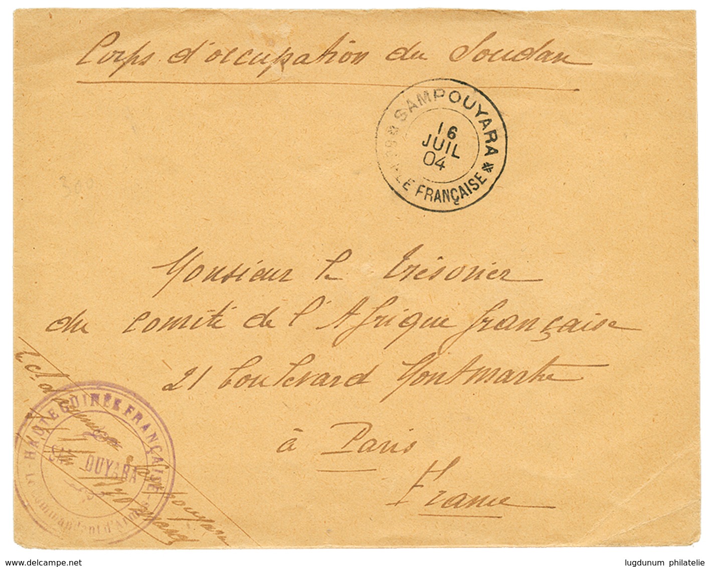 566 1904 SAMPOUYARA GUINEE FRANCAISE Sur Env. Du CORPS D'OCCUPATION DU SOUDAN Pour PARIS. TTB. - Autres & Non Classés