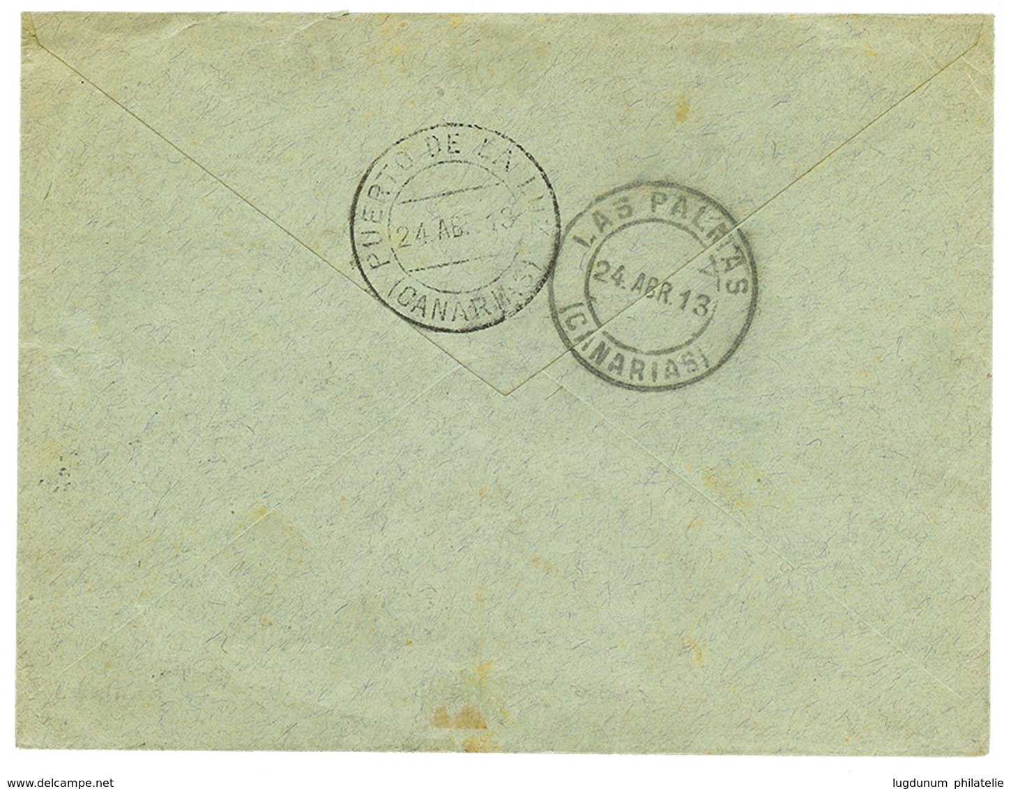 569 1913 05 S/ 15c(x5) Obl. DEUTSCHE SEEPOST XXXII Sur Enveloppe Pour LAS PALMAS (CANARIES). Superbe. - Other & Unclassified