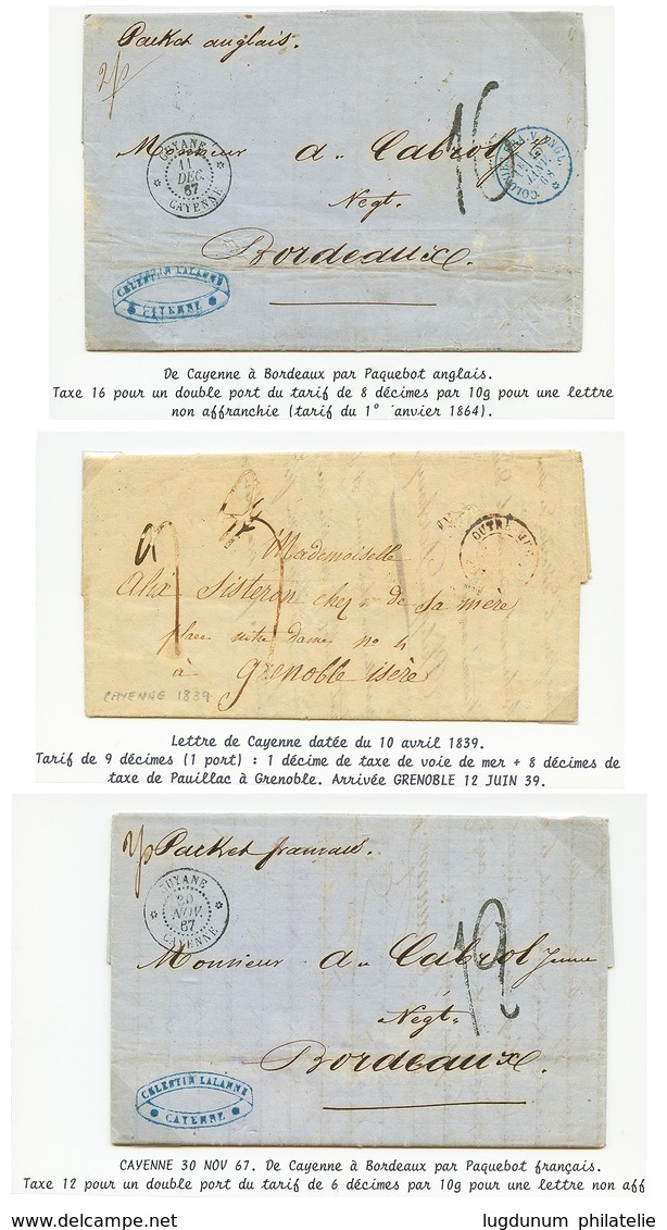 572 GUYANE - Lot 3 Lettres 1839/1867. TB. - Autres & Non Classés